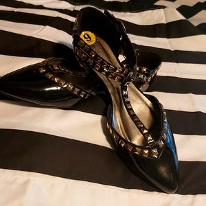 Rampage Stud Ankle Strap Punk Flats